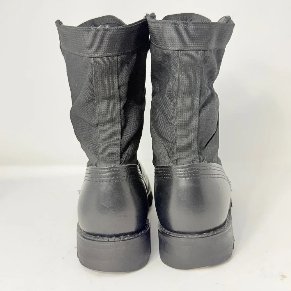 Military Surplus Black Leather Canvas Ripple Sole Tactical Combat Boots 8W
